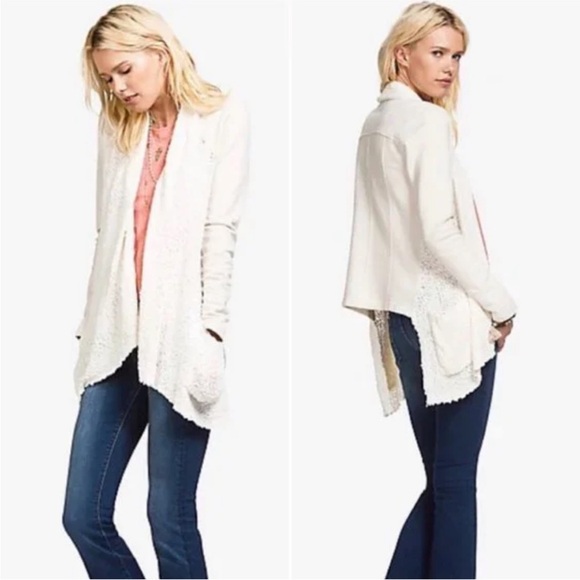Lucky Brand Sweaters - Lucky Brand L Cream White Drifter Asymmetrical Wrap Cardigan Sweater